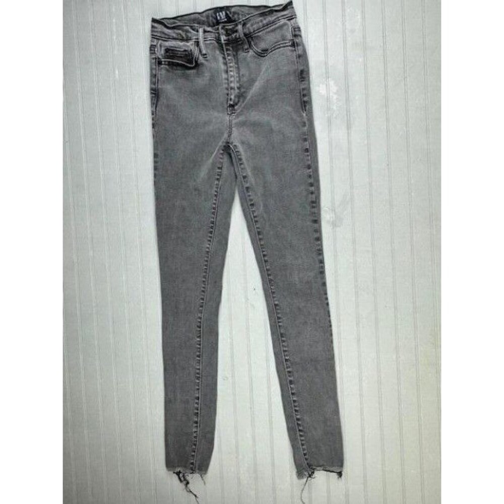 Gap Size 24 Womens Jeans Skinny Raw Hem Mid Rise Black Stretch